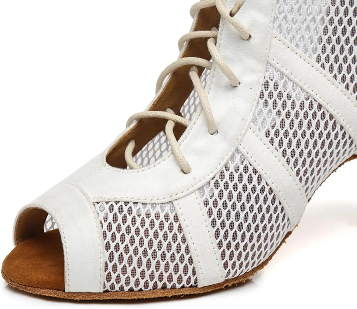 Women's Peep Toe Ballroom Dance Boots Latin Party Wedding Performance Practice Dance Shoes