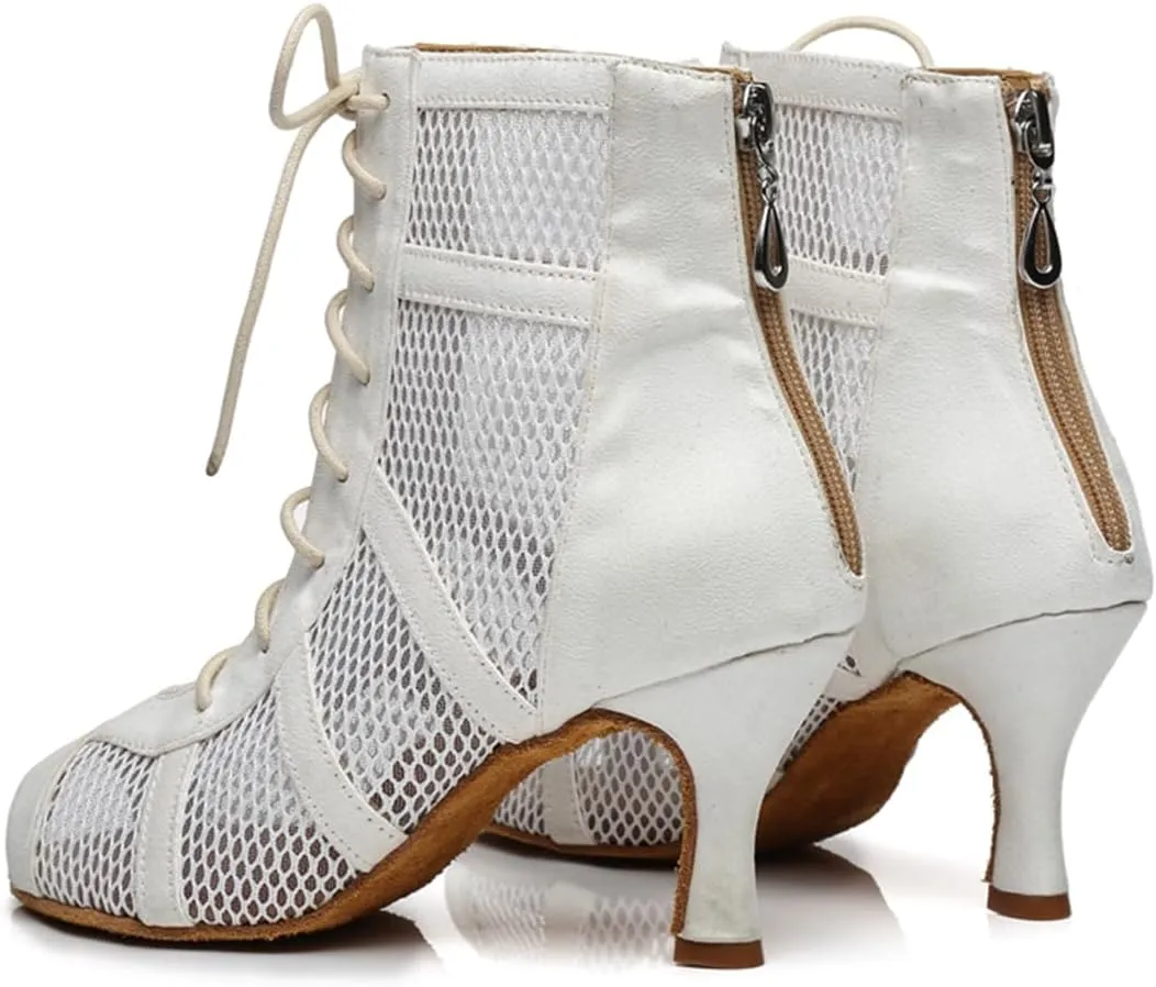 Women's Peep Toe Ballroom Dance Boots Latin Party Wedding Performance Practice Dance Shoes
