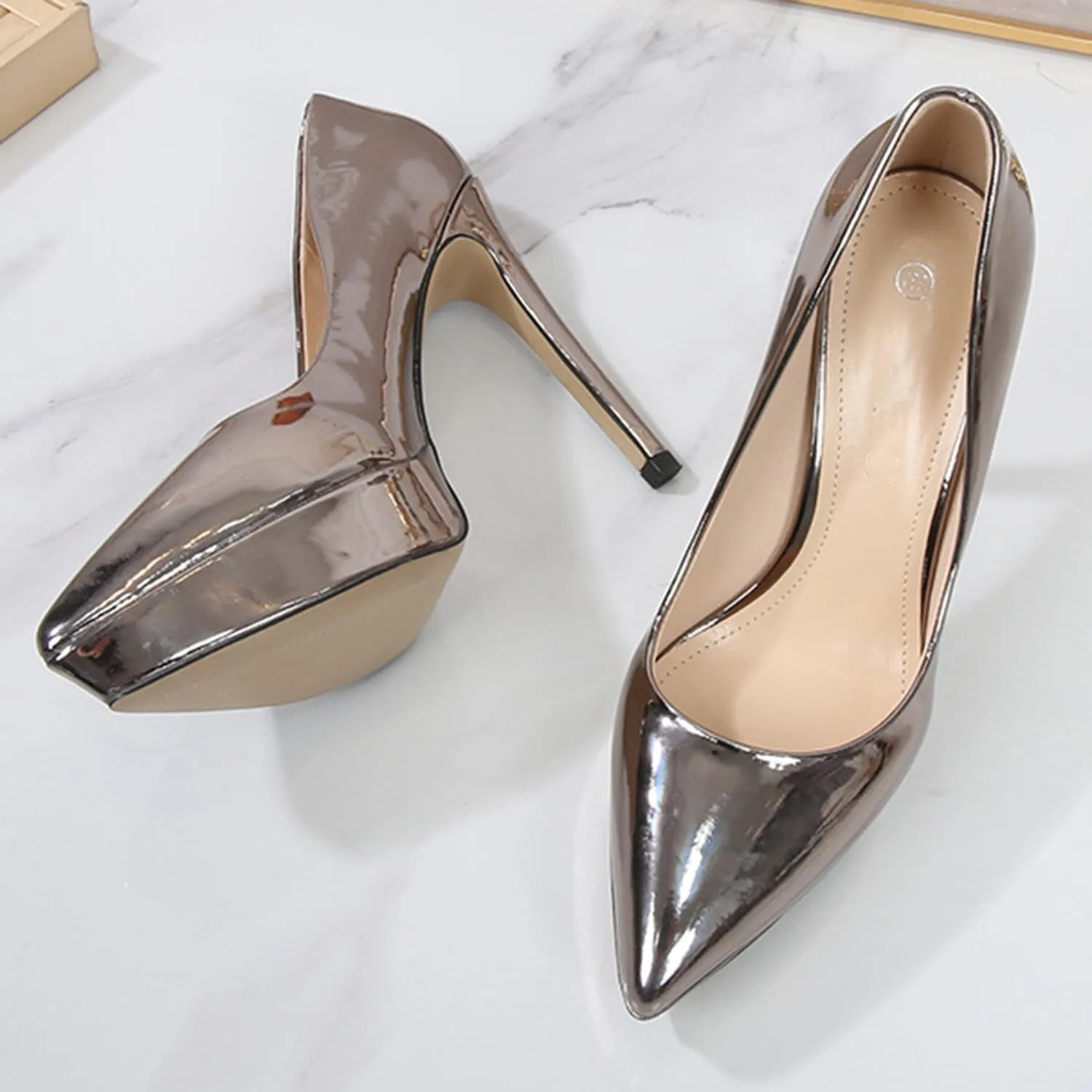 Women's Pumps Stiletto high Heels Closed Toe Platform Sexy Heels for Dress Shoes