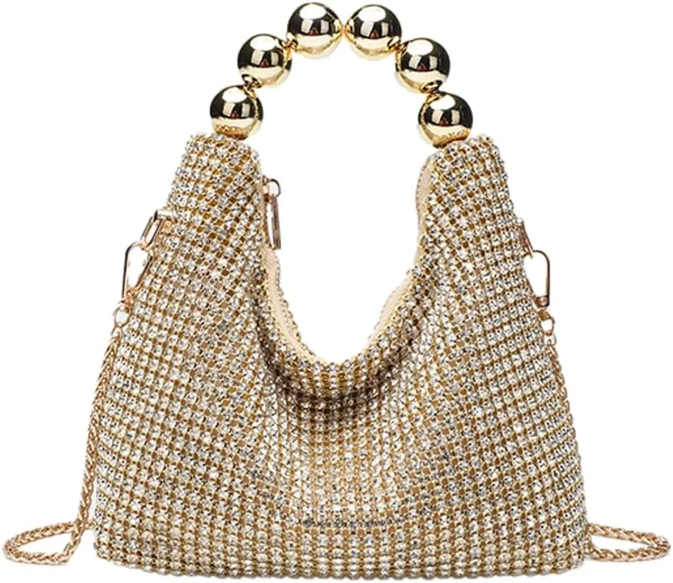 Womens Rhinestone Purse Sparkly Evening Bag Clutch with Chain Crossbody Shoulder Handbags for Party Wedding