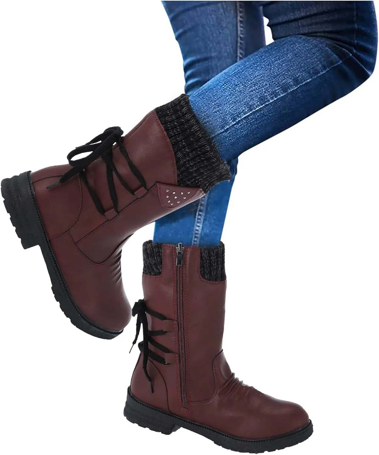Women's Snow Boots Waterproof Size 12 Women's Duck Boots Waterproof Black Womens Winter Booties Slippers Size 11 Womens Winter Fur Lined Boots Botas De Invierno Para Mujer Para El Agua