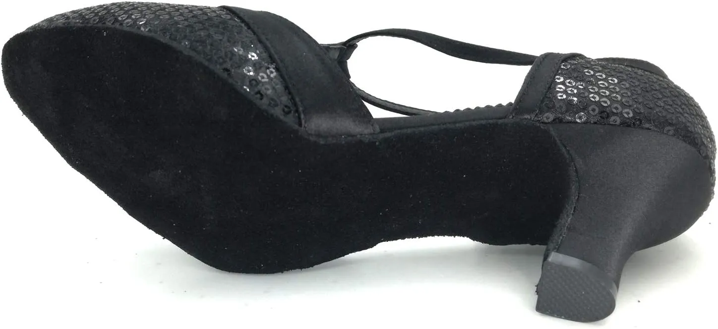Women's Suede Sole Performance Sequins Ballroom Dance Shoes Latin Salsa Wedding Shoes