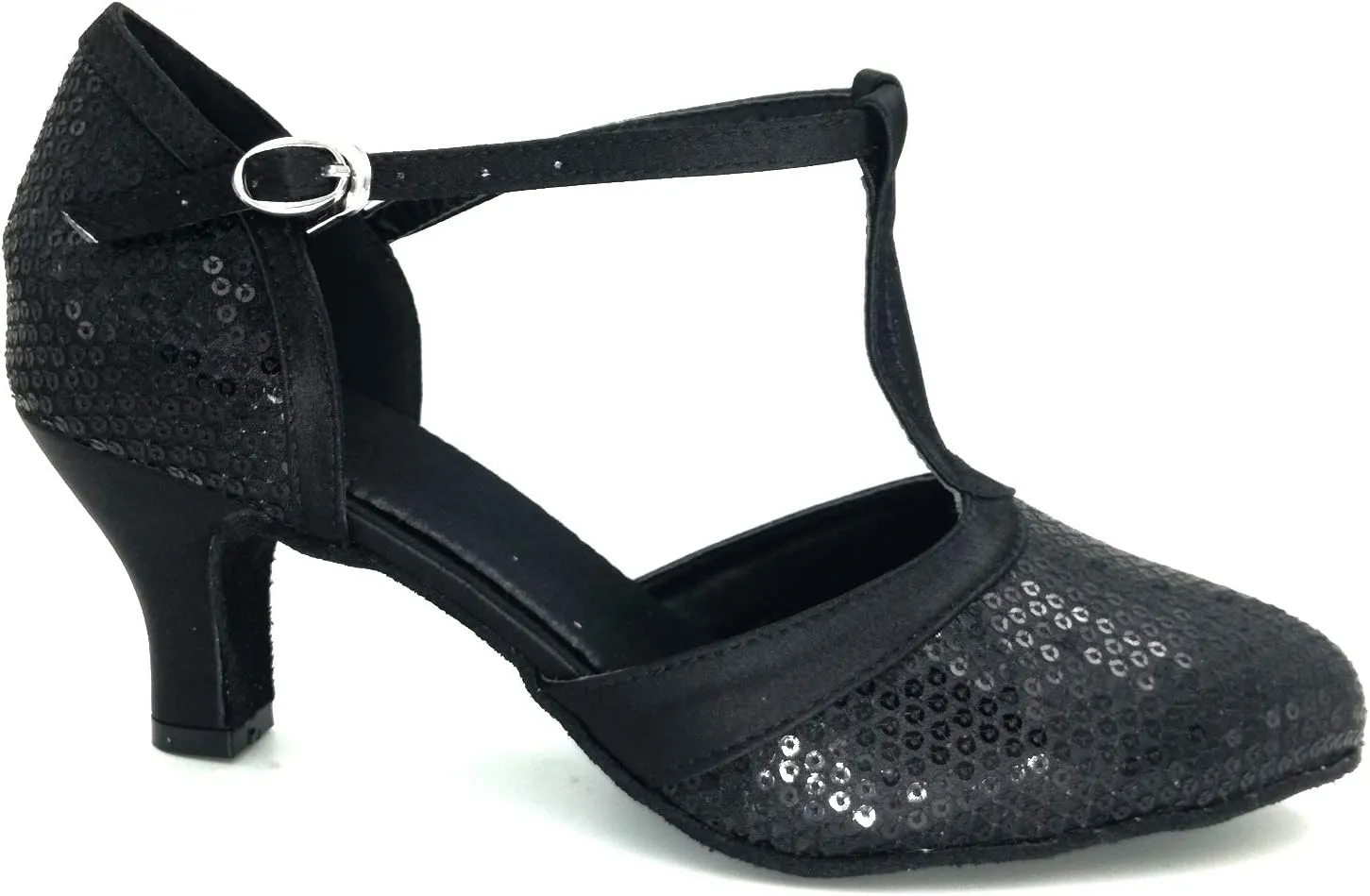 Women's Suede Sole Performance Sequins Ballroom Dance Shoes Latin Salsa Wedding Shoes
