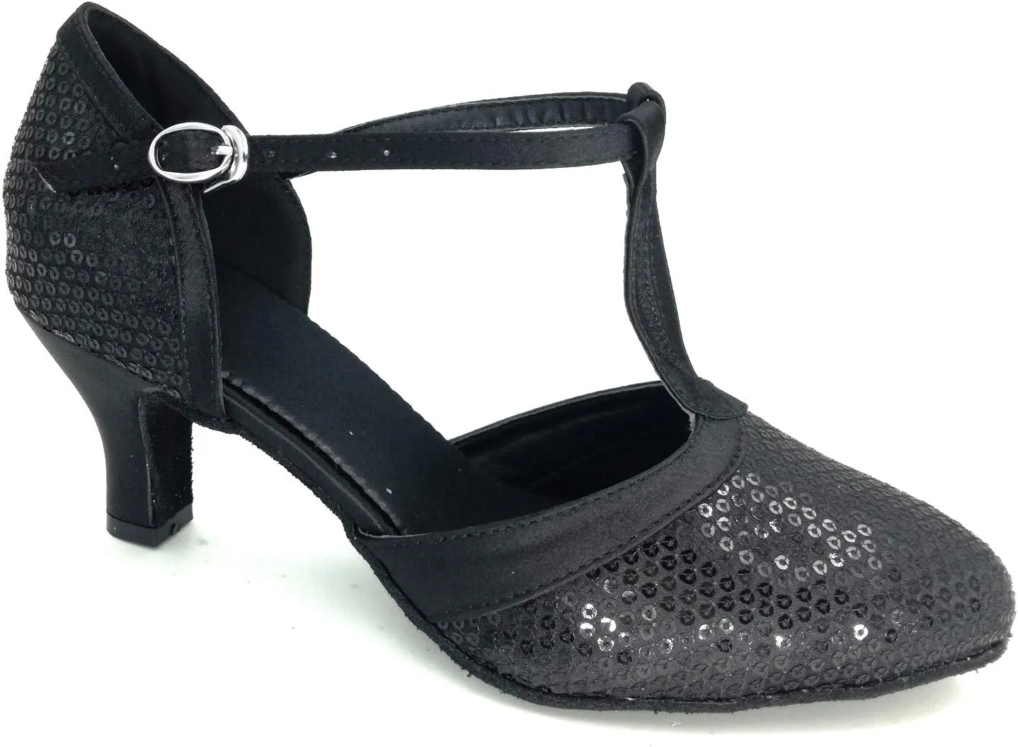 Women's Suede Sole Performance Sequins Ballroom Dance Shoes Latin Salsa Wedding Shoes
