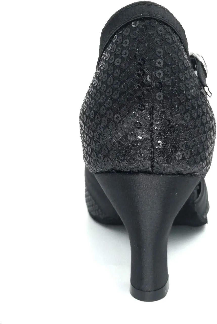 Women's Suede Sole Performance Sequins Ballroom Dance Shoes Latin Salsa Wedding Shoes