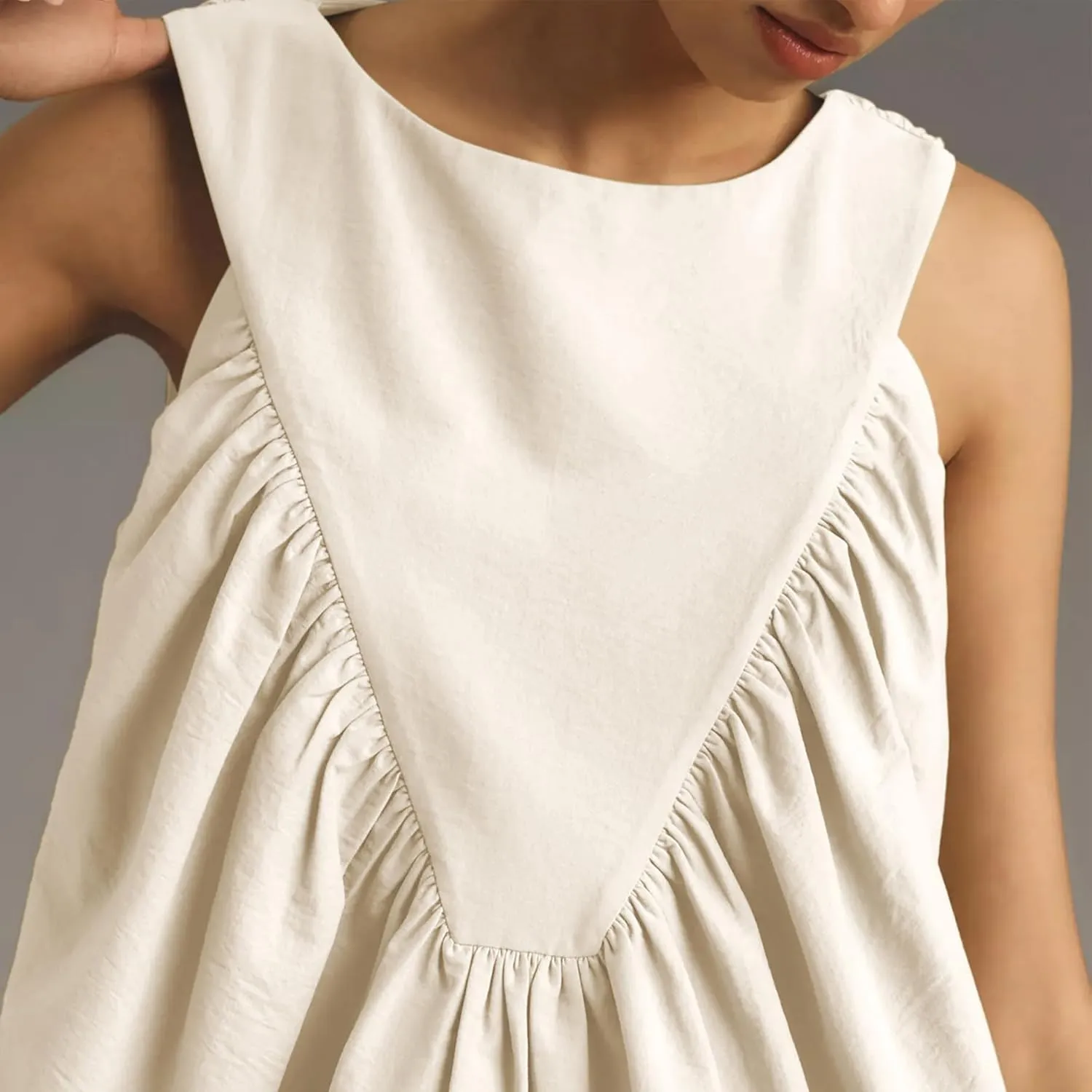 Womens Tank Top Babydoll Peplum Tops Sleeveless Loose Fit Going Out Summer Casual Beach Fashion Vacation Shirts