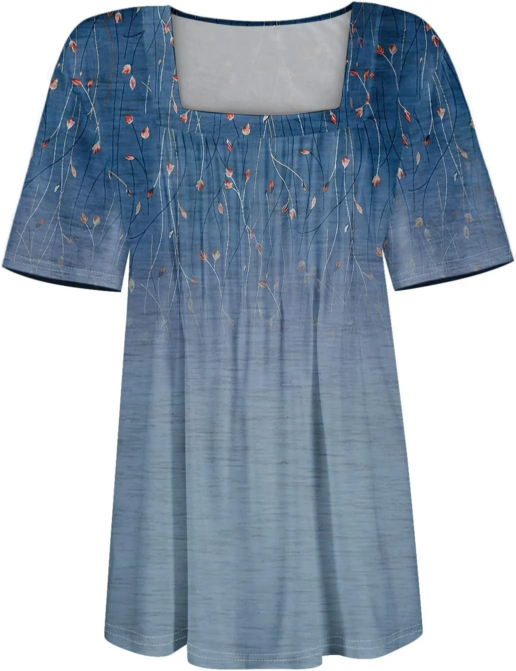 Womens Tops Petal Short Sleeve Summer Casual Crew Neck Shirts Floral Solid Blouse Pleated Tunics
