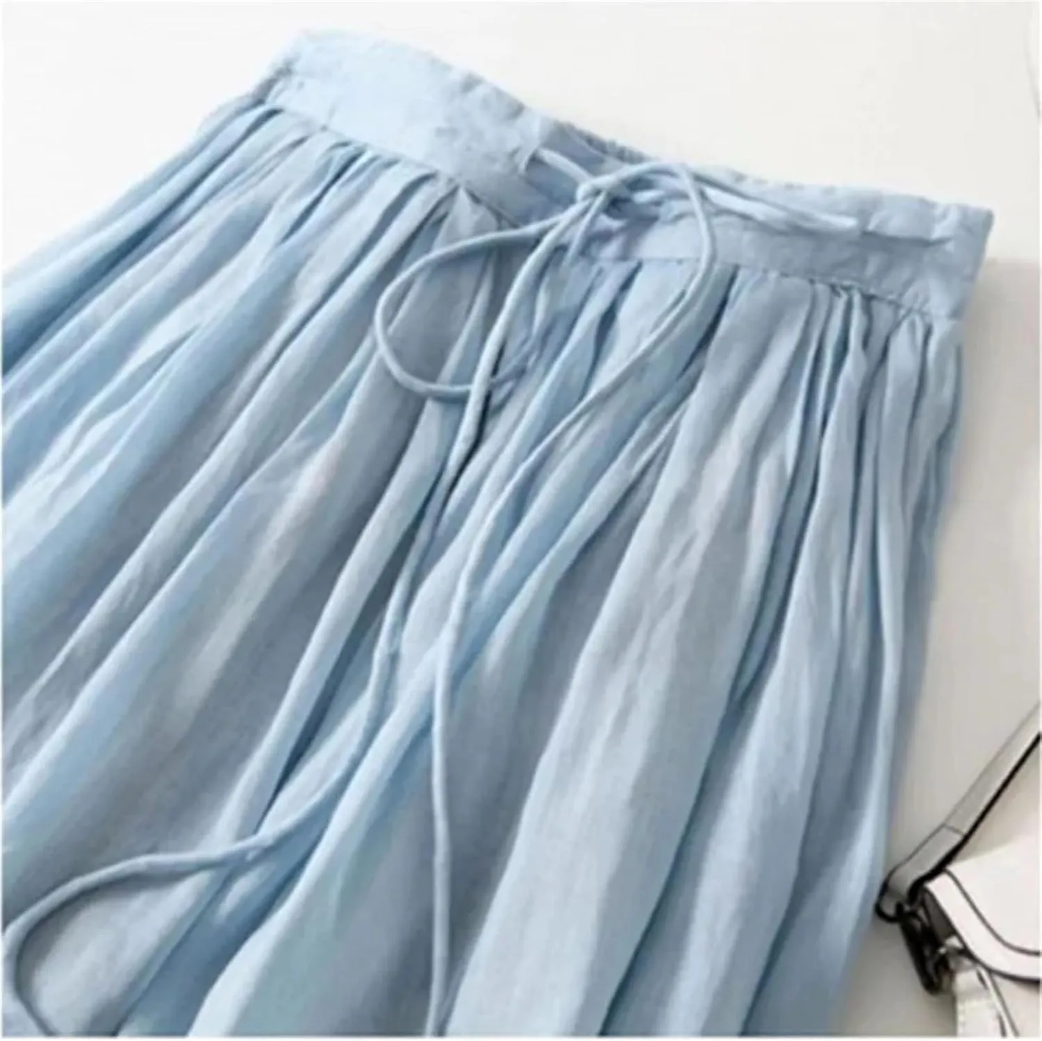 Women's Vintage Cotton Linen Skirt, Elastic Waist Big Pendulum Summer