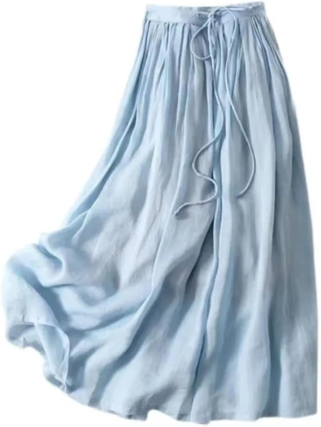 Women's Vintage Cotton Linen Skirt, Elastic Waist Big Pendulum Summer