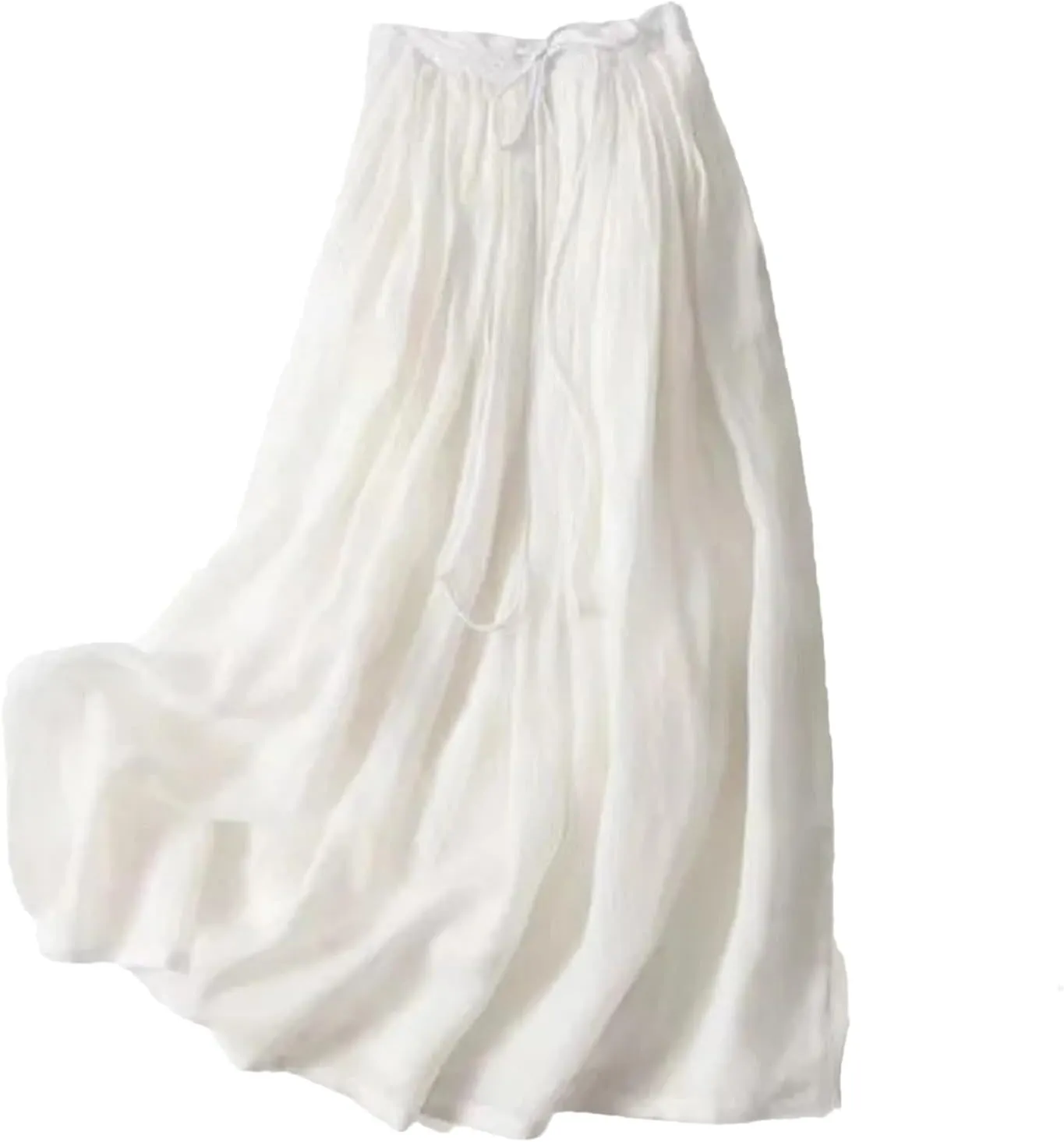 Women's Vintage Cotton Linen Skirt, Elastic Waist Big Pendulum Summer
