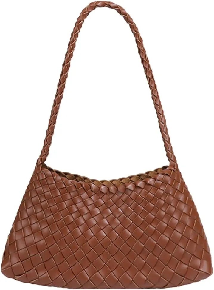 Women's Woven Tote Bag Purse Trendy Woven Shoulder Bag Purses Handbags Handmade Underarm Handbags Vegan Leather Hobo Bag