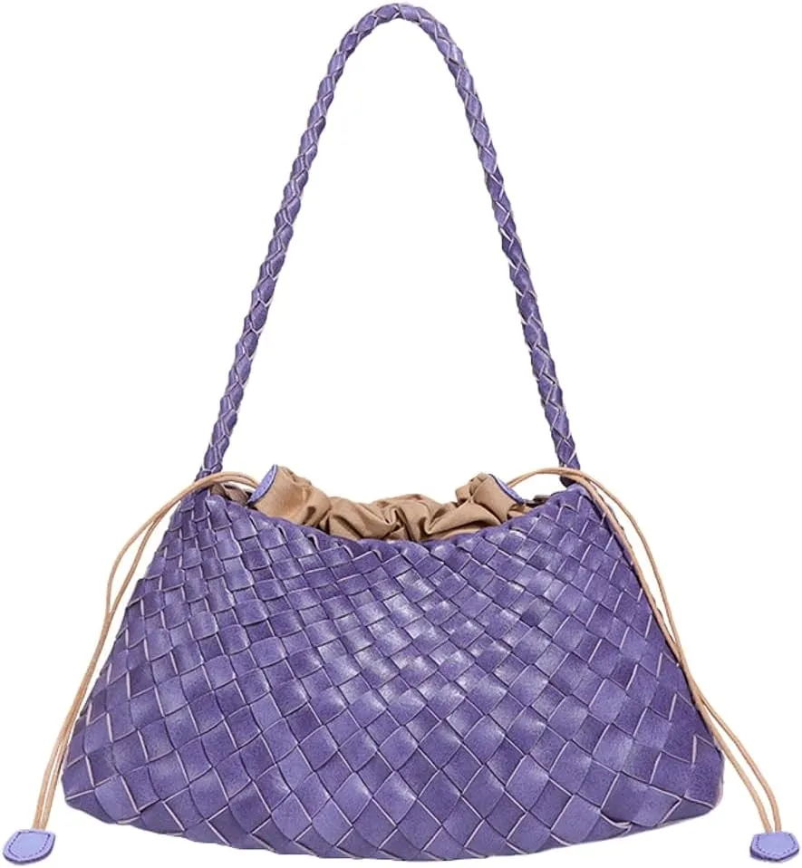 Women's Woven Tote Bag Purse Trendy Woven Shoulder Bag Purses Handbags Handmade Underarm Handbags Vegan Leather Hobo Bag