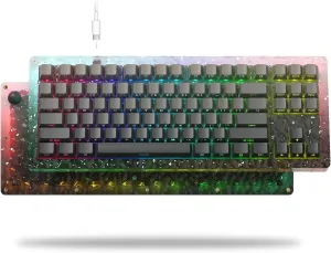 Womier 75% Keyboard CNC Acrylic Clear Mechanical Gaming Keyboard, TKL Custom RGB Key Board with Hot Swappable, Prelubricated Linear Switch Gradual PBT Keycaps for Mac/Win,Black