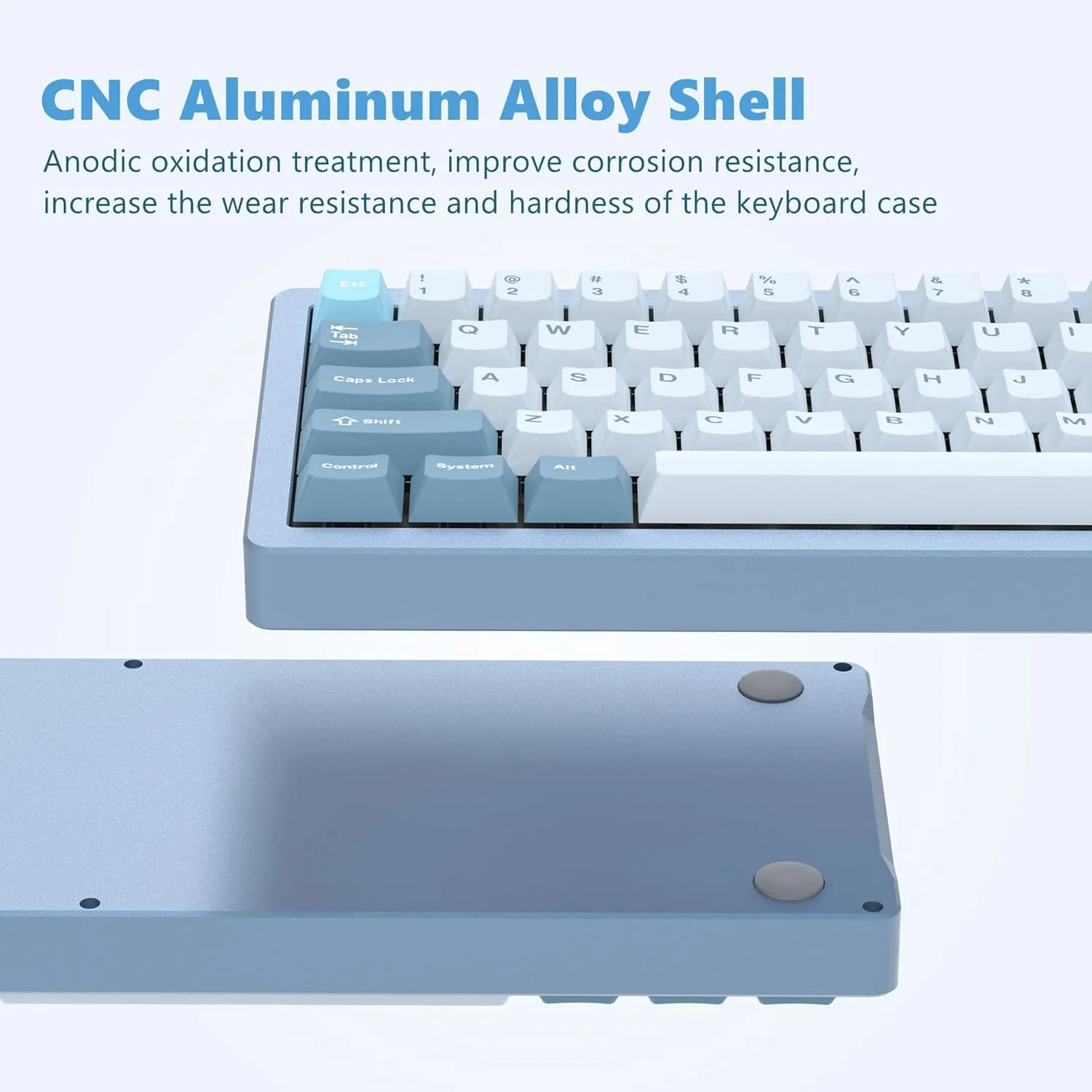 Womier SK71 75% Gaming Keyboard, Aluminum Alloy Shell Wireless Mechanical Creamy Keyboard Bluetooth/2.4G/Wired Hot Swappable Key Board Pre-lubed Switches, Gasket Mounted RGB for Mac/Win (Blue)