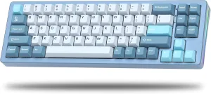 Womier SK71 75% Gaming Keyboard, Aluminum Alloy Shell Wireless Mechanical Creamy Keyboard Bluetooth/2.4G/Wired Hot Swappable Key Board Pre-lubed Switches, Gasket Mounted RGB for Mac/Win (Blue)