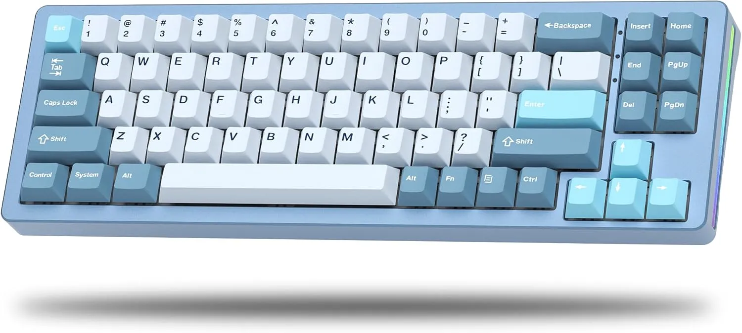 Womier SK71 75% Gaming Keyboard, Aluminum Alloy Shell Wireless Mechanical Creamy Keyboard Bluetooth/2.4G/Wired Hot Swappable Key Board Pre-lubed Switches, Gasket Mounted RGB for Mac/Win (Blue)