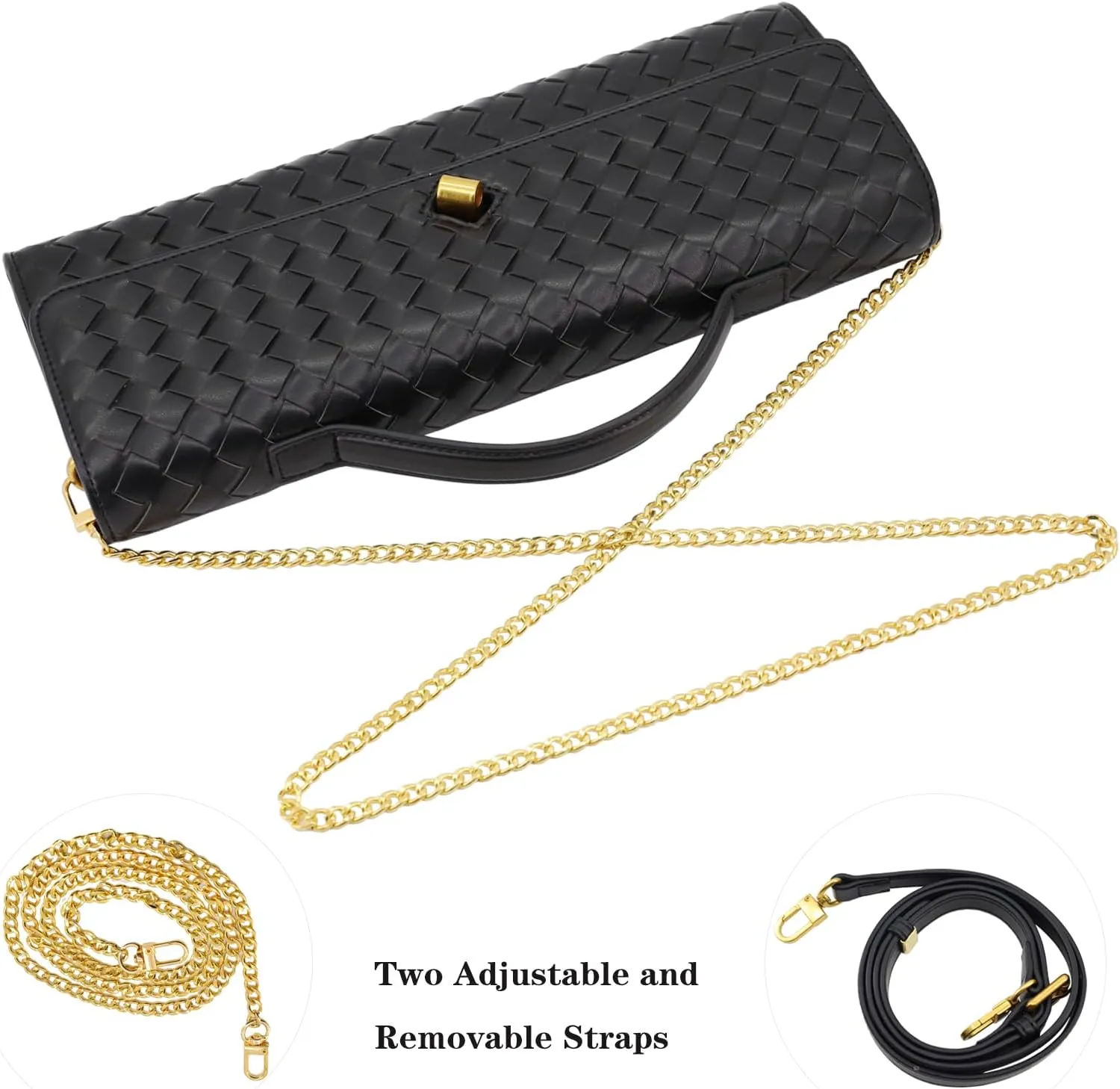 Woven Evening Clutch Purses for Women, Leather Crossbody Purse Shoulderbag for Wedding Party