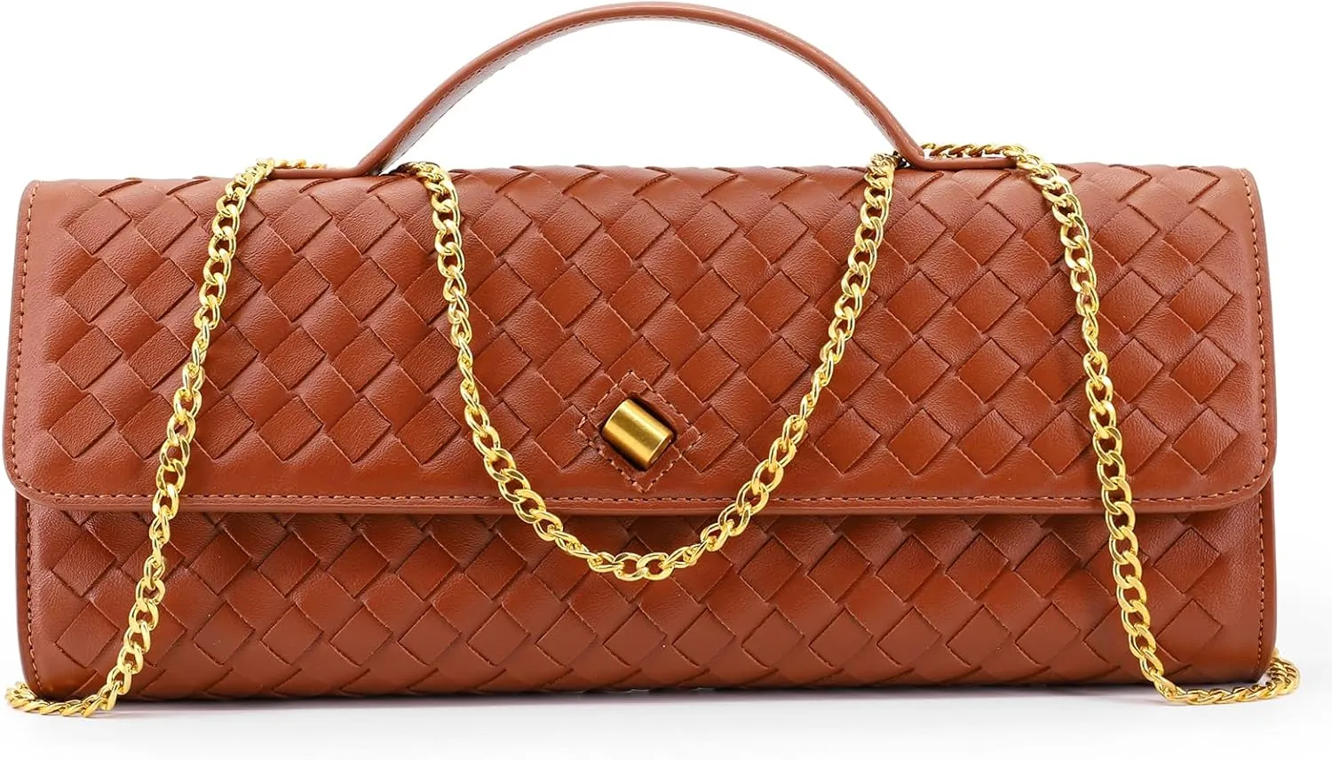 Woven Evening Clutch Purses for Women, Leather Crossbody Purse Shoulderbag for Wedding Party