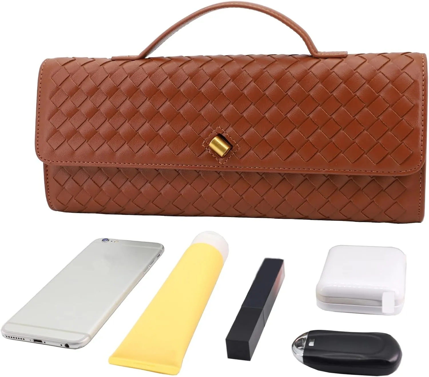 Woven Evening Clutch Purses for Women, Leather Crossbody Purse Shoulderbag for Wedding Party