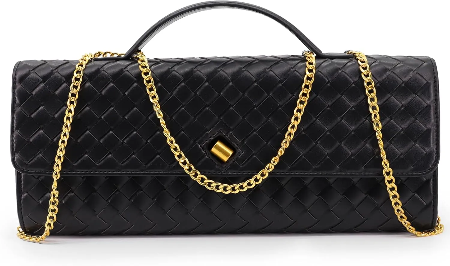 Woven Evening Clutch Purses for Women, Leather Crossbody Purse Shoulderbag for Wedding Party