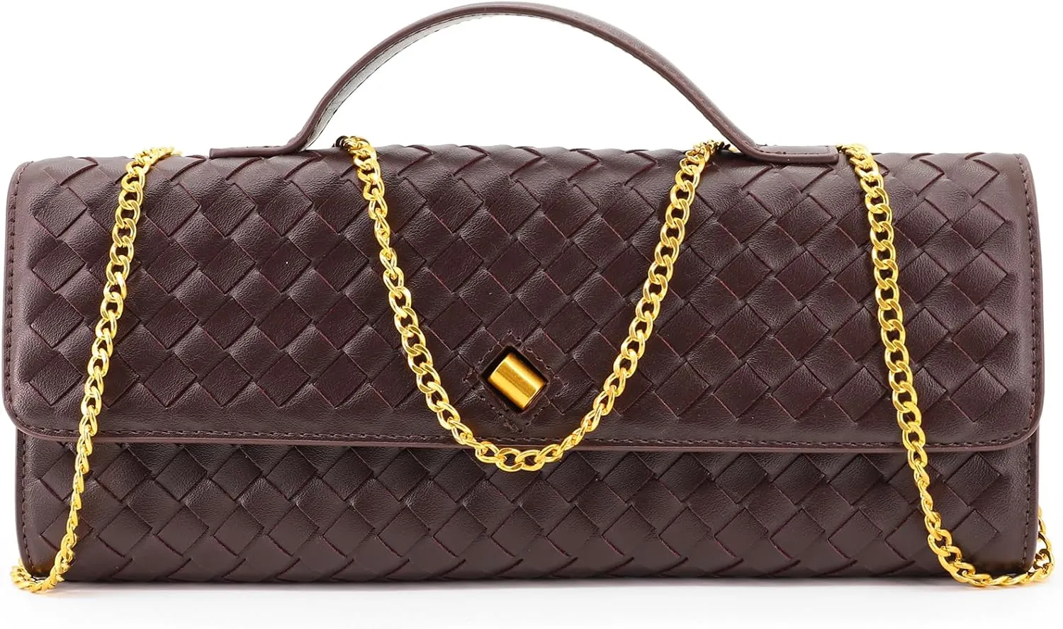 Woven Evening Clutch Purses for Women, Leather Crossbody Purse Shoulderbag for Wedding Party