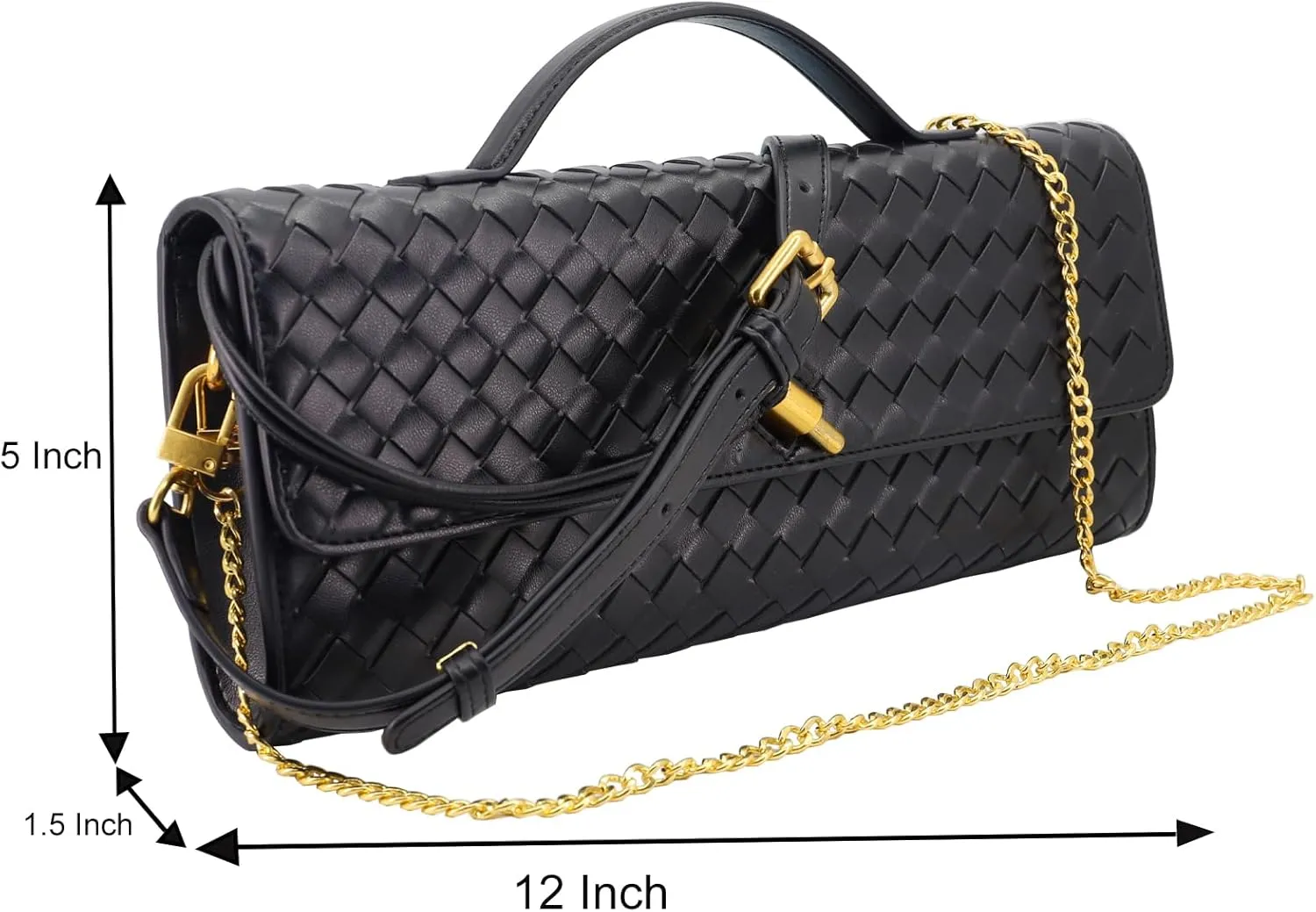 Woven Evening Clutch Purses for Women, Leather Crossbody Purse Shoulderbag for Wedding Party