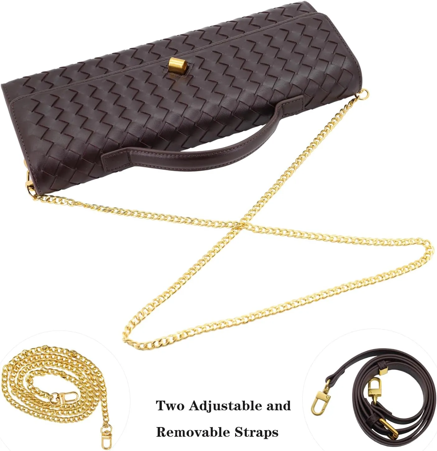 Woven Evening Clutch Purses for Women, Leather Crossbody Purse Shoulderbag for Wedding Party