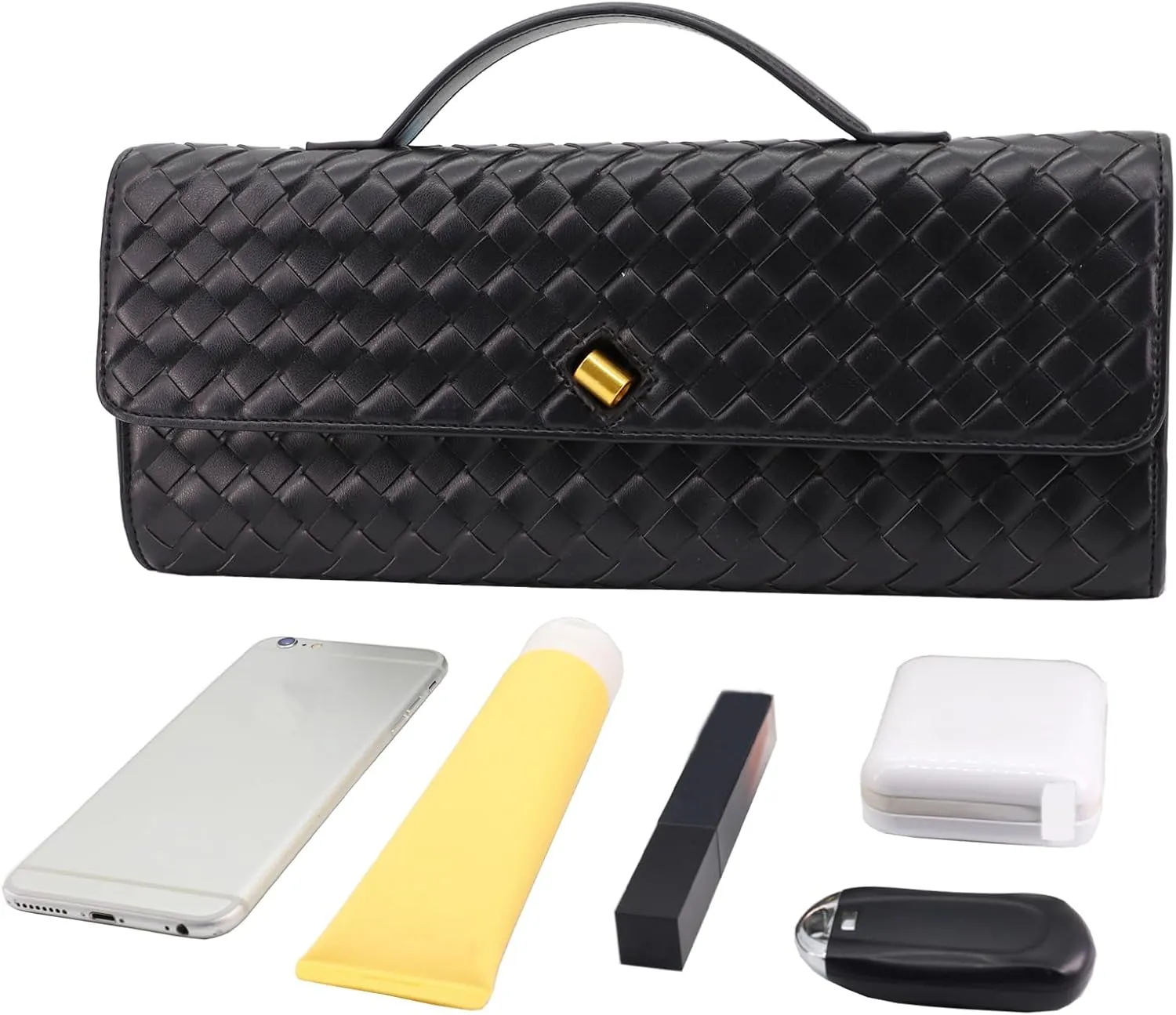 Woven Evening Clutch Purses for Women, Leather Crossbody Purse Shoulderbag for Wedding Party