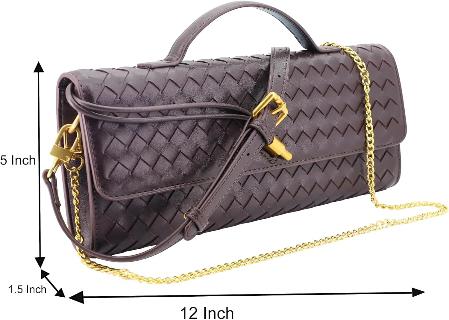 Woven Evening Clutch Purses for Women, Leather Crossbody Purse Shoulderbag for Wedding Party