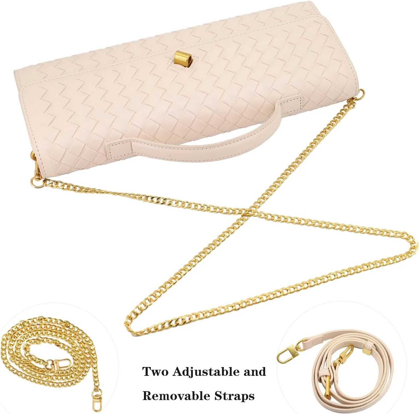Woven Evening Clutch Purses for Women, Leather Crossbody Purse Shoulderbag for Wedding Party