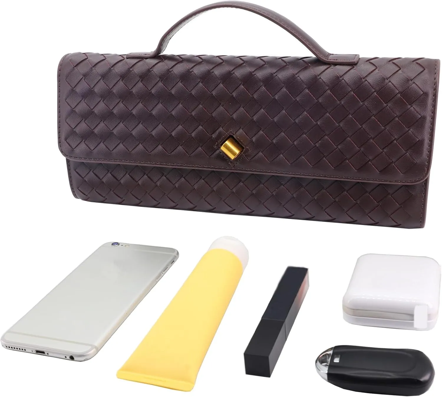 Woven Evening Clutch Purses for Women, Leather Crossbody Purse Shoulderbag for Wedding Party