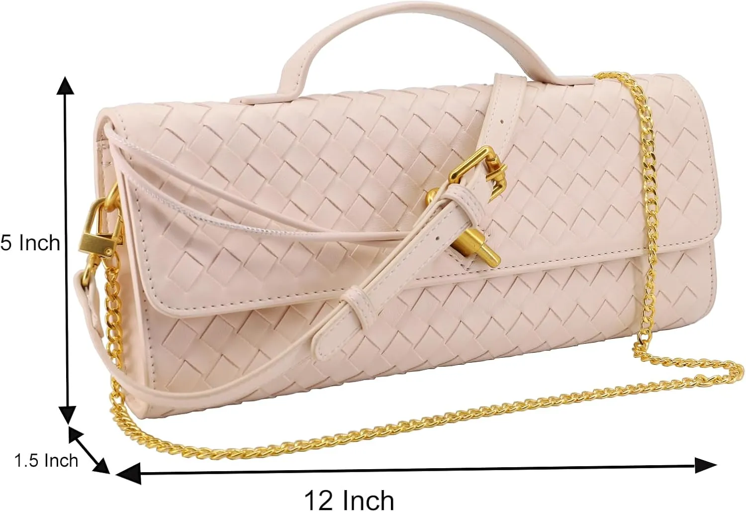 Woven Evening Clutch Purses for Women, Leather Crossbody Purse Shoulderbag for Wedding Party