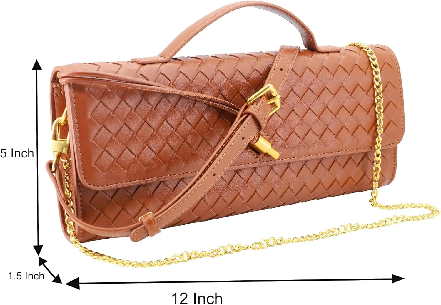 Woven Evening Clutch Purses for Women, Leather Crossbody Purse Shoulderbag for Wedding Party