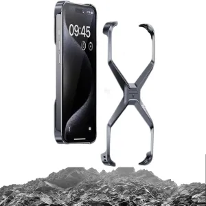 X Shape Anti-Fall Bare Phone Case, X Shaped Metal Frame for iPhone (for iPhone 13 Pro,Dark Gold)