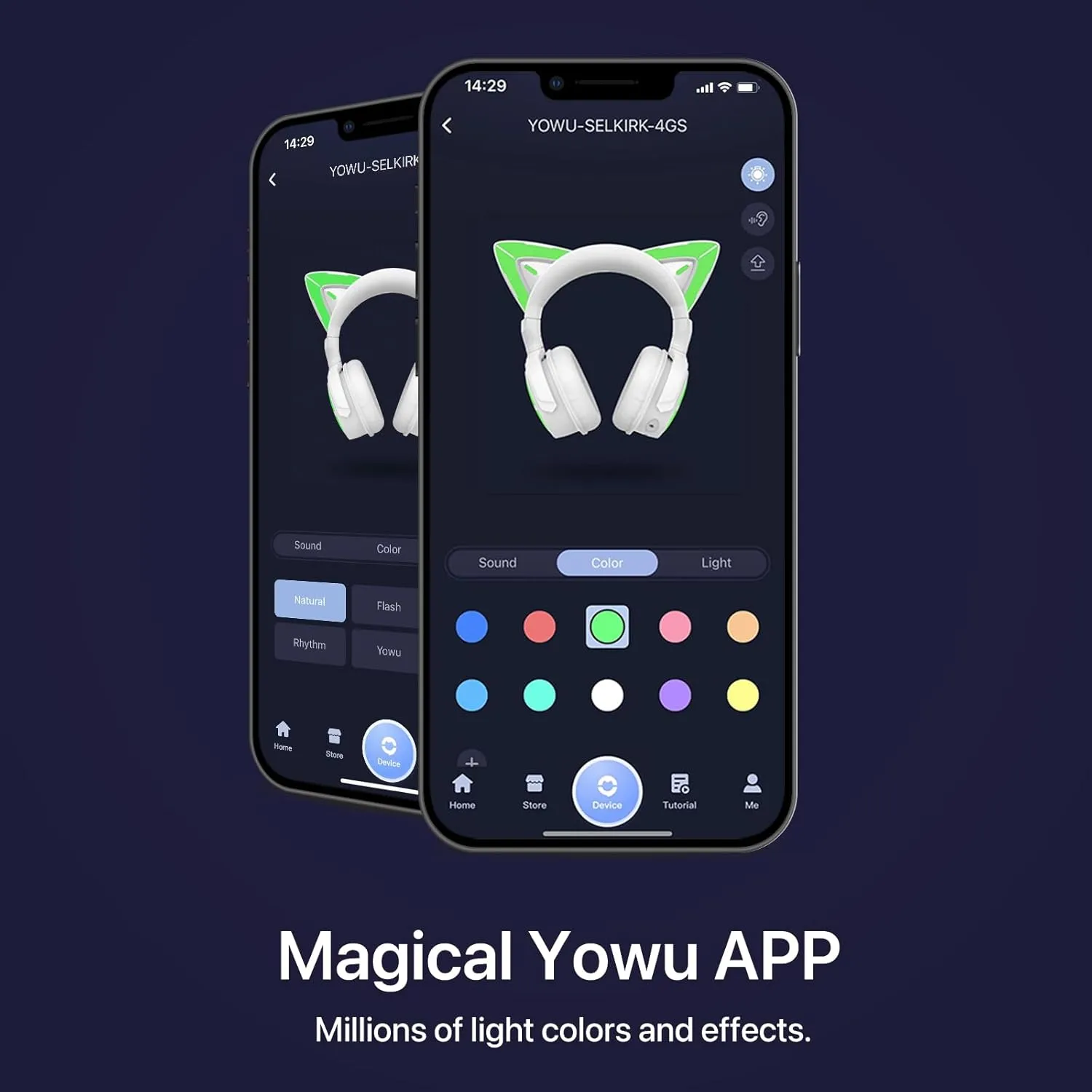 YOWU Cat Ear Headphones 4GS - RGB Gaming Headset with Mic & 2.4G USB/Type C Dongle for PC/PS4/PS5/XBOX/Switch, Wired/Wireless Bluetooth Headphones(Black)