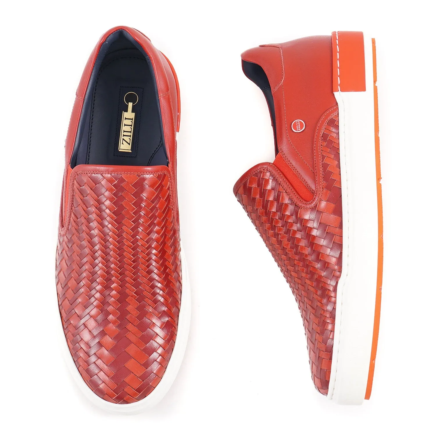 Zilli Woven Leather Slip-On Sneakers
